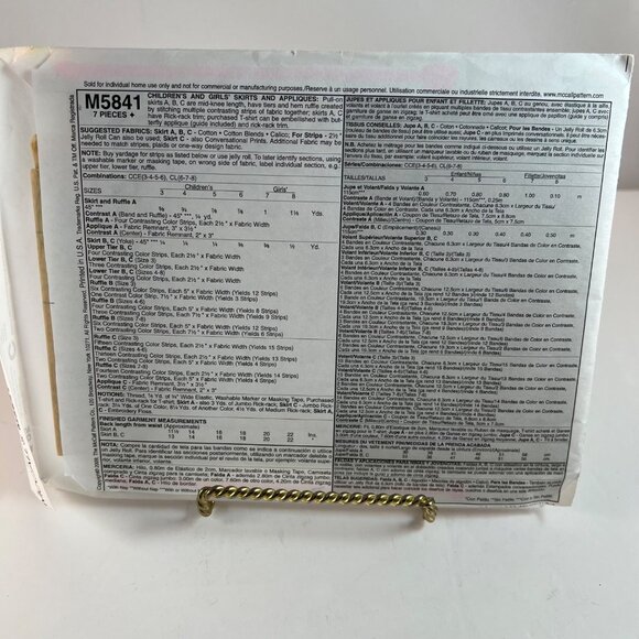 McCalls M5841 Girls Pull On Tiered Skirt Appliques Pattern Size CCE 3 -6 UNCUT - Picture 7 of 7